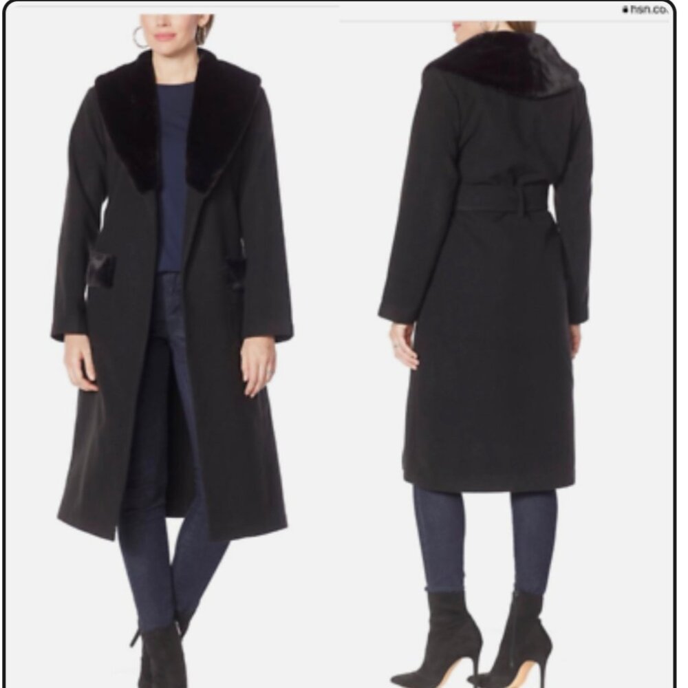 G Giuliana Black Label Faux Fur Tri Coat 3X